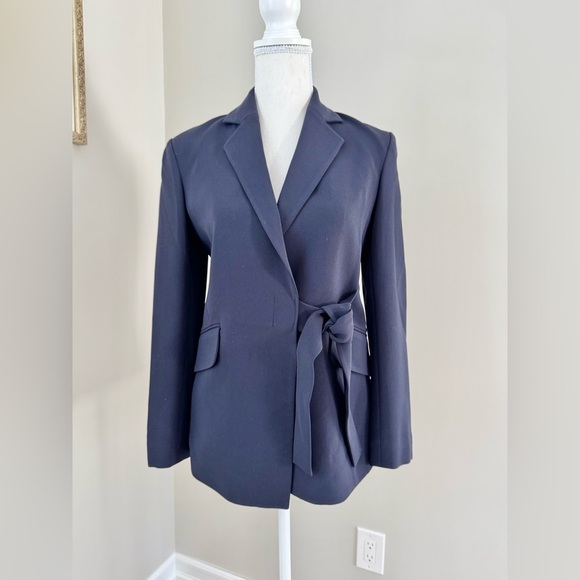 THEORY Classic Blazer With Tie Closure NIBEL ADMIRAL CREPE 0 - Picture 9 of 13
